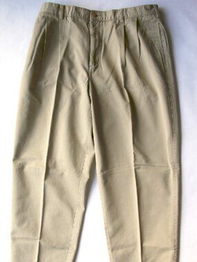BAXTER BRAND Tan Chinos 34" x 32" Pleated Straight-leg Pants 100% Cotton